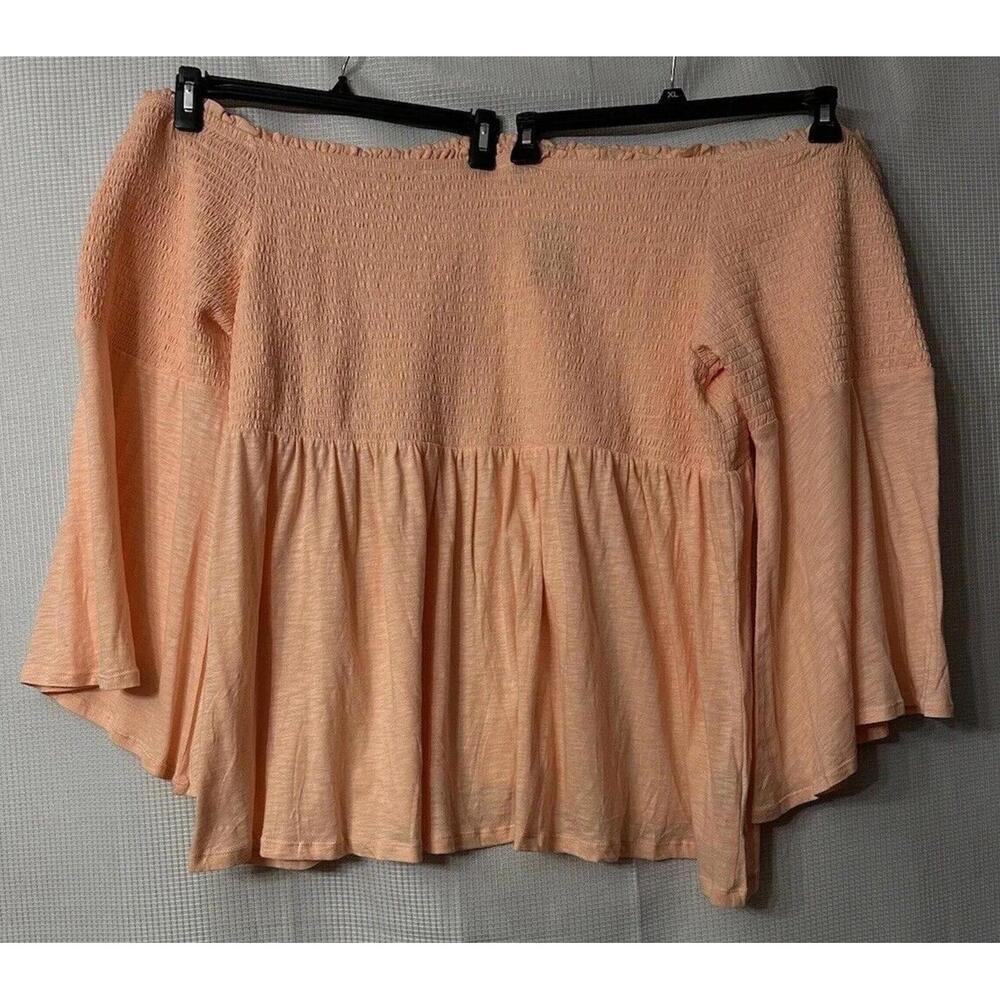 NWT Torrid Peach Pearl Womens Long‎ Sleeve Cold Shoulder Top Blouse Shirt 6X